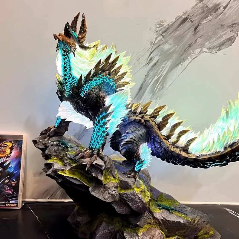 Monster Hunter World Thunder Wolf Dragon Luminous Scene Figure Anime Statue Ornament Gk Game Monster Oversized Model Boys Gift