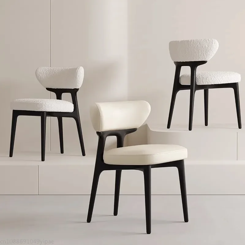 Italian Ash Dining Chair Microfiber Leather Lamb Wool Two Kinds of Fabric Chairs for Kitchen ,Environmental Protection Furniture