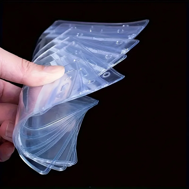 Transparent Name Badge Clip with Clasp, Waterproof PVC ID Card Holder, for Teacher, Student, Staff