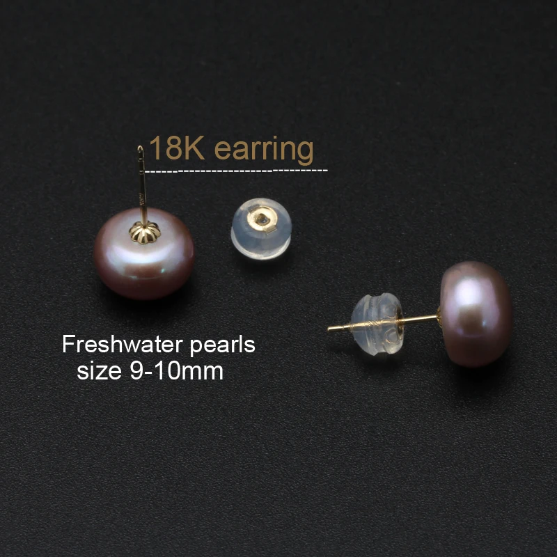 Real 18k Gold Pearl Earrings for Women,White Black Natural Freshwater Pearl Earrings Gold AU750 Wife Mother Anniversary Gift Pin