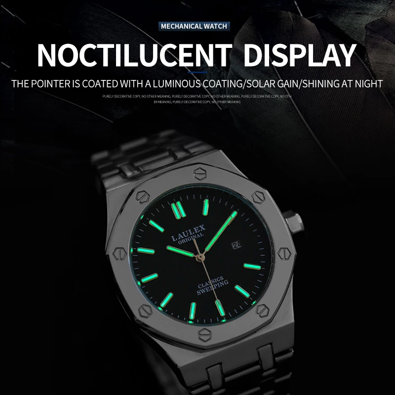 LAULEX Authentic Luxury Top Brand Series Fashion Business Sports Fully Automatic Quartz Movement with Quartz Watch