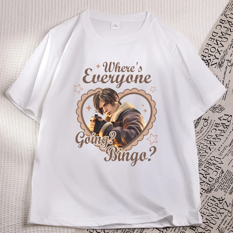Where Everyone Going Bingo T-Shirt Vintage Video Game T Shirt Horror Vintage Graphic Tshirt Men Women Round Neck Clothes