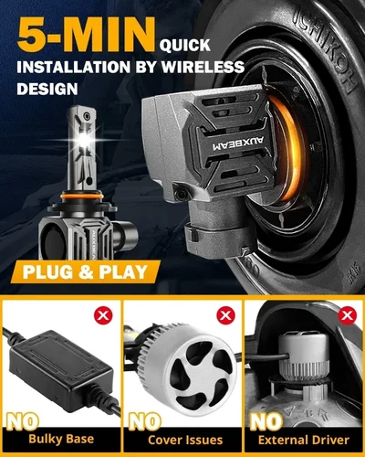 Imagen 2 del producto AUXBEAM 110W bombillas de faros LED H7 H11 9005 9006 bombillas LED 24000LM 6500K bombilla LED integrada blanca fría serie Q30