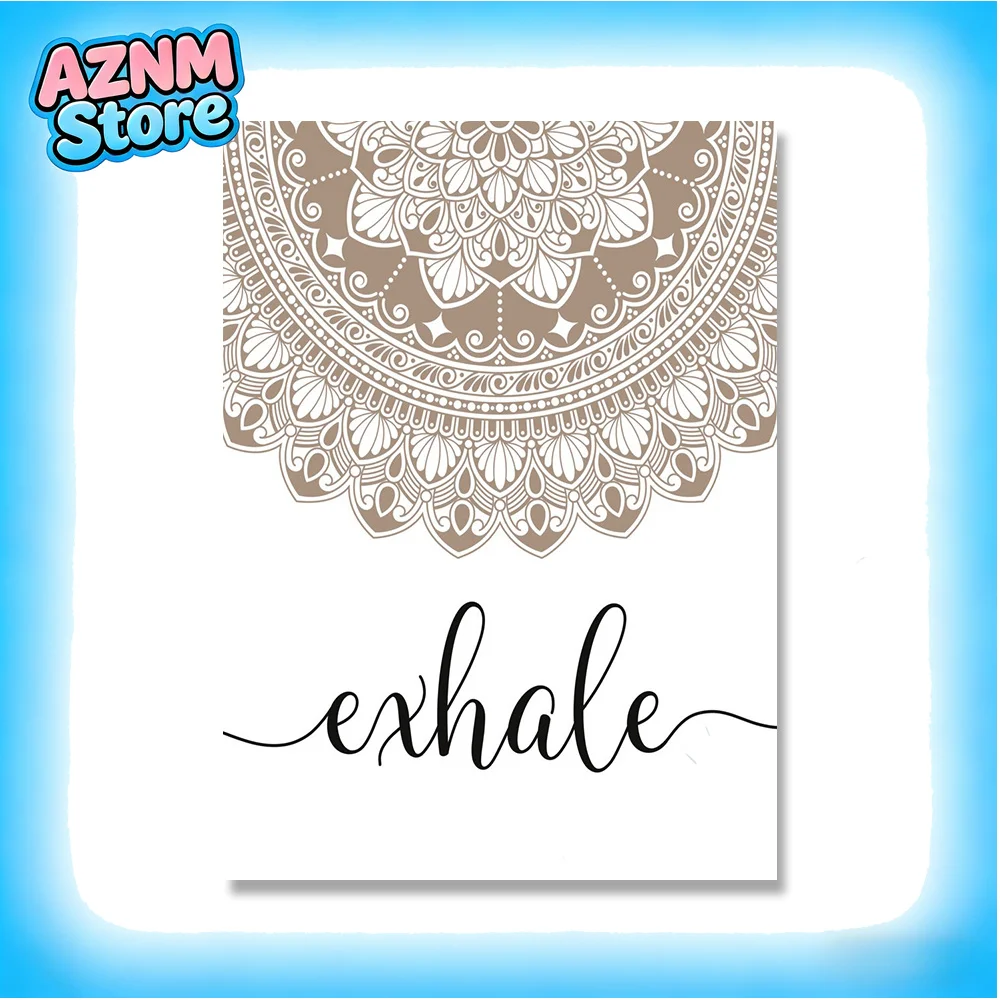 2026 Bohème Exhale Inhale Mandala Mindfulness Zen Affiches et Impressions Murales, Tableaux sur Toile pour Yoga, Salon et Décoration Intérieure