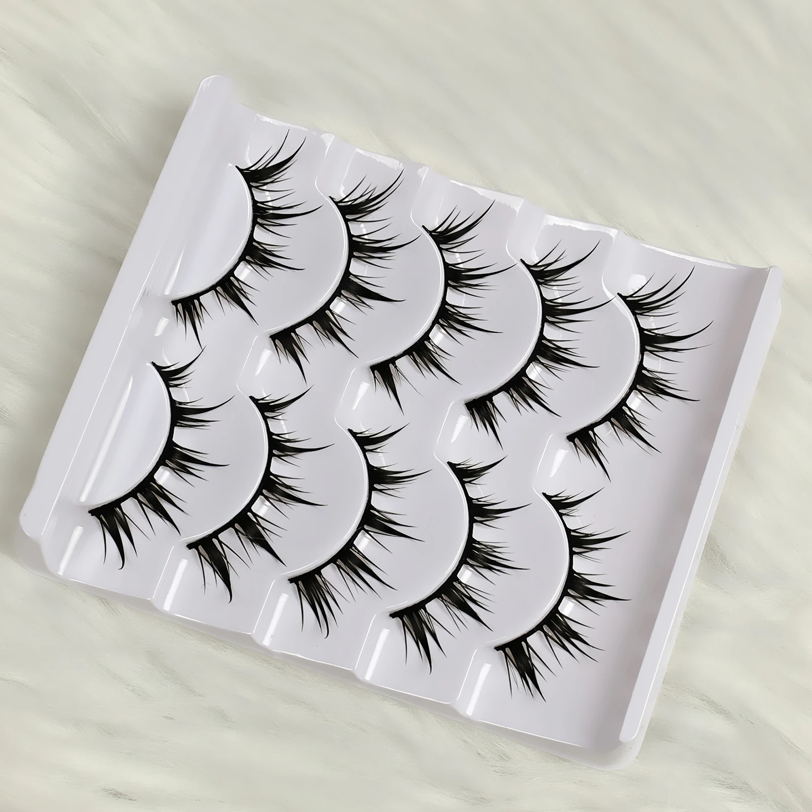 Anime Demon False Eyelashes 5 Pairs - Dramatic Cartoon Eye Faux Lashes Volumizing Lengthening Cosplay Makeup