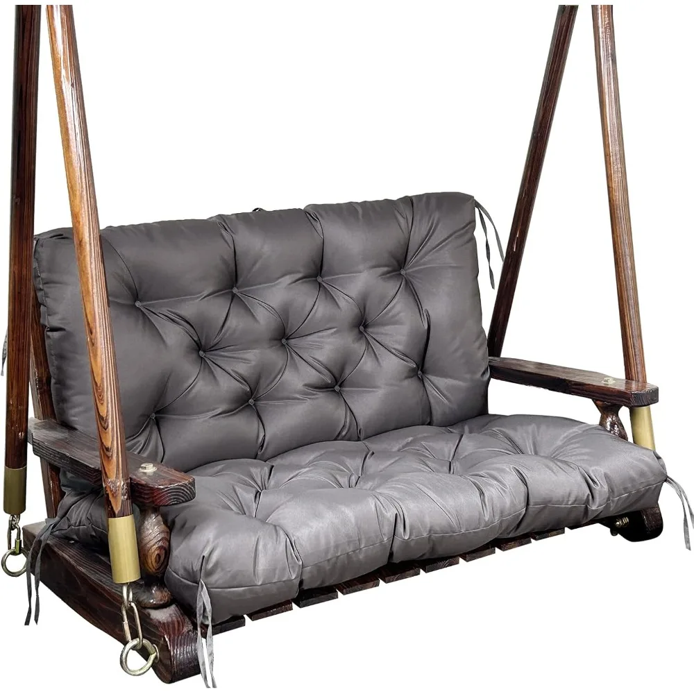 

Porch Swing Replacement Cushions: 2-3 Seater Outdoor Waterproof Swing Cushions with Ties - Thick Swing Cushion with Backrest for