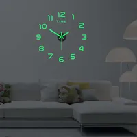 DIY Digital Wall Clock 3D Luminous Frameless Acrylic Clock Wall Stickers Mute Clock for Living Room Bedroom Office Wall Decor