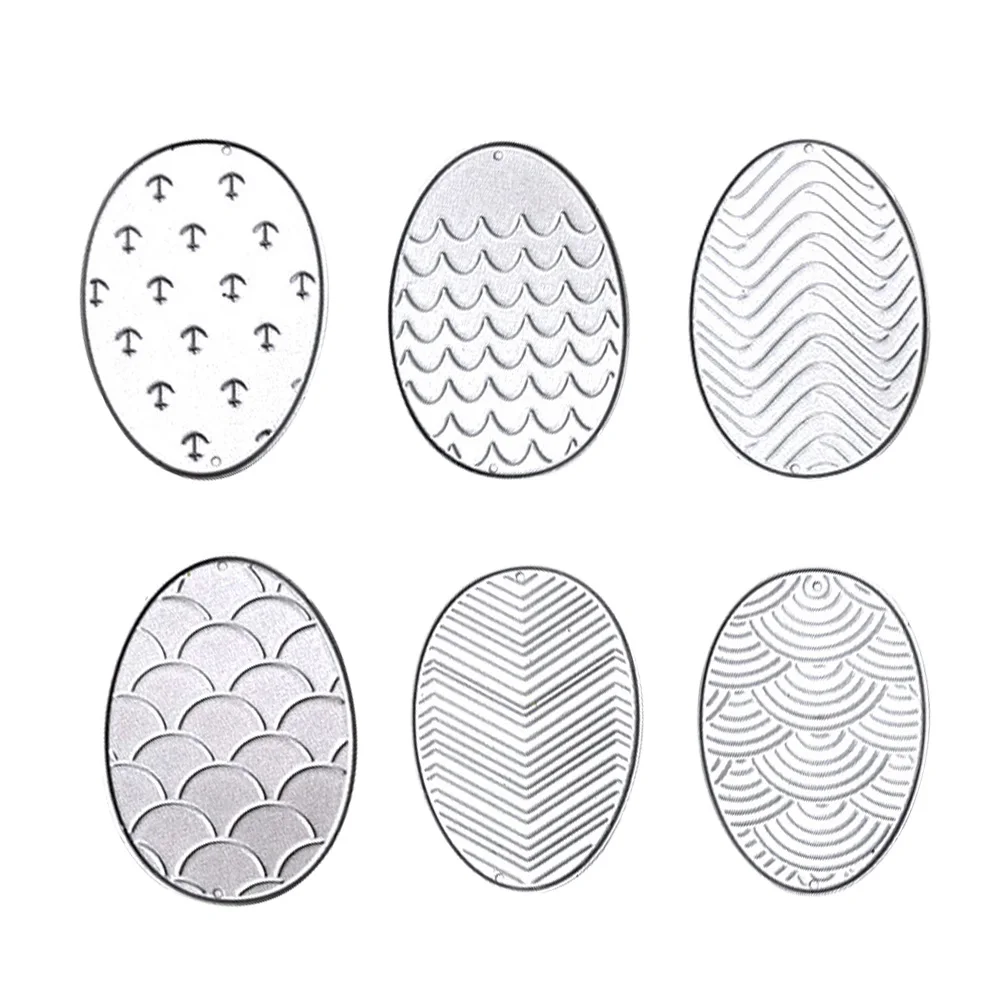 

6 Pcs Cutting Die Mold Easter Egg Template Scrapbook Stencil Carbon Steel Craft Dies For Cards Paper Crafts Invitations Photo