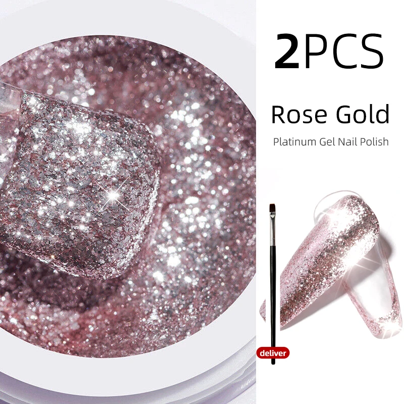 Neue Glitter Gel Polnische Shiny Platin Nagel Gel 5ml Nail art Blinkende Weg Tränken UV Semi Permanent Hybrid Vernis lack Lack