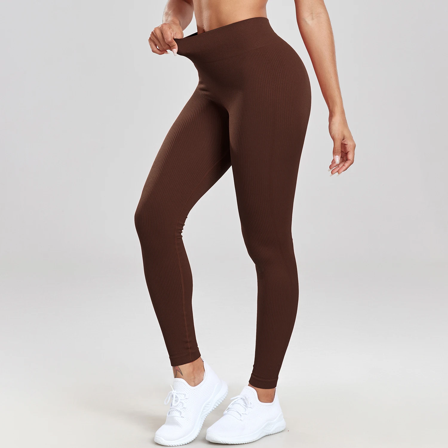 CHRLEISURE Yoga Ribbed Pants Women Seamless Fitness High Waist White Leggings Running Gym Sport Female Casual Tight Yoga Pants