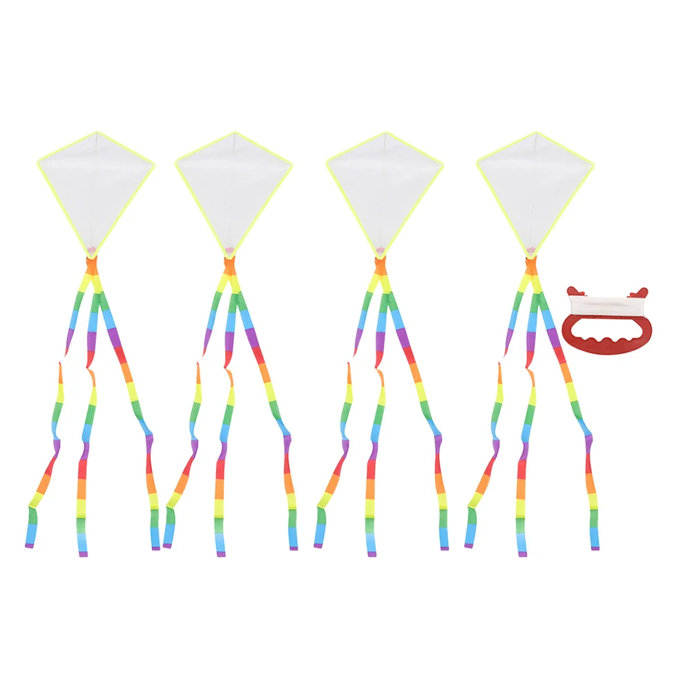 4개 DIY 천 연 무지 연 인터랙티브 드로잉 페인팅 어린이 창의적 야외 비행 액세서리 어린이 연 재미있는 무지 연