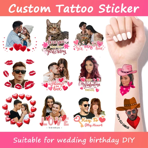 Tatuaje temporal impermeable personalizado, pegatina DIY, tatuaje falso, haz tu propio tatuaje de diseño personalizado para logotipo/boda