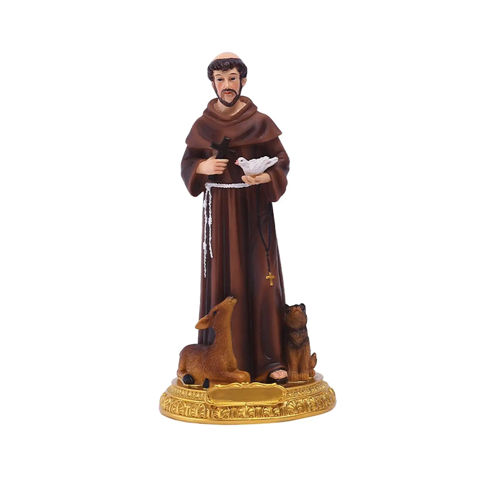 Decorative Resin Saint Francis of Assisi Statue Religious Figurine for Catholic Home Collection