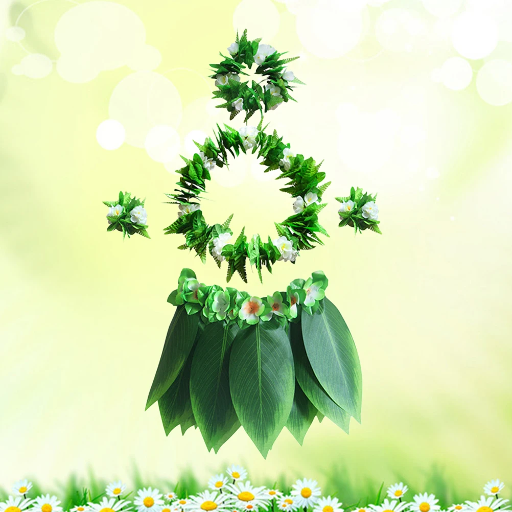 

5 Pcs Leaf Skirt Suit Decorations Luau Party Costume Supplies Green Grass