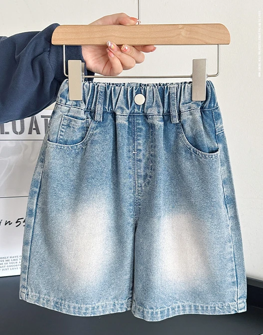 

Childrens Pants 2024 Summer New Childrens Pants Korean Denim Shorts for Boys Fashion Handsome Loose Fitting Kids Clothing