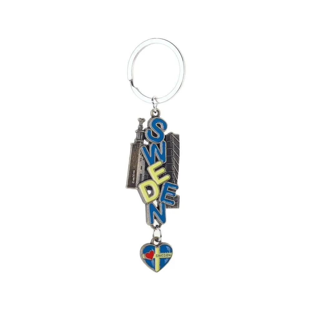 Sweden Keychain Souvenir Swedish Landmark Key Ring Pendant Bag Charm Keychains for Men Women Party Jewelry Gifts Accessories