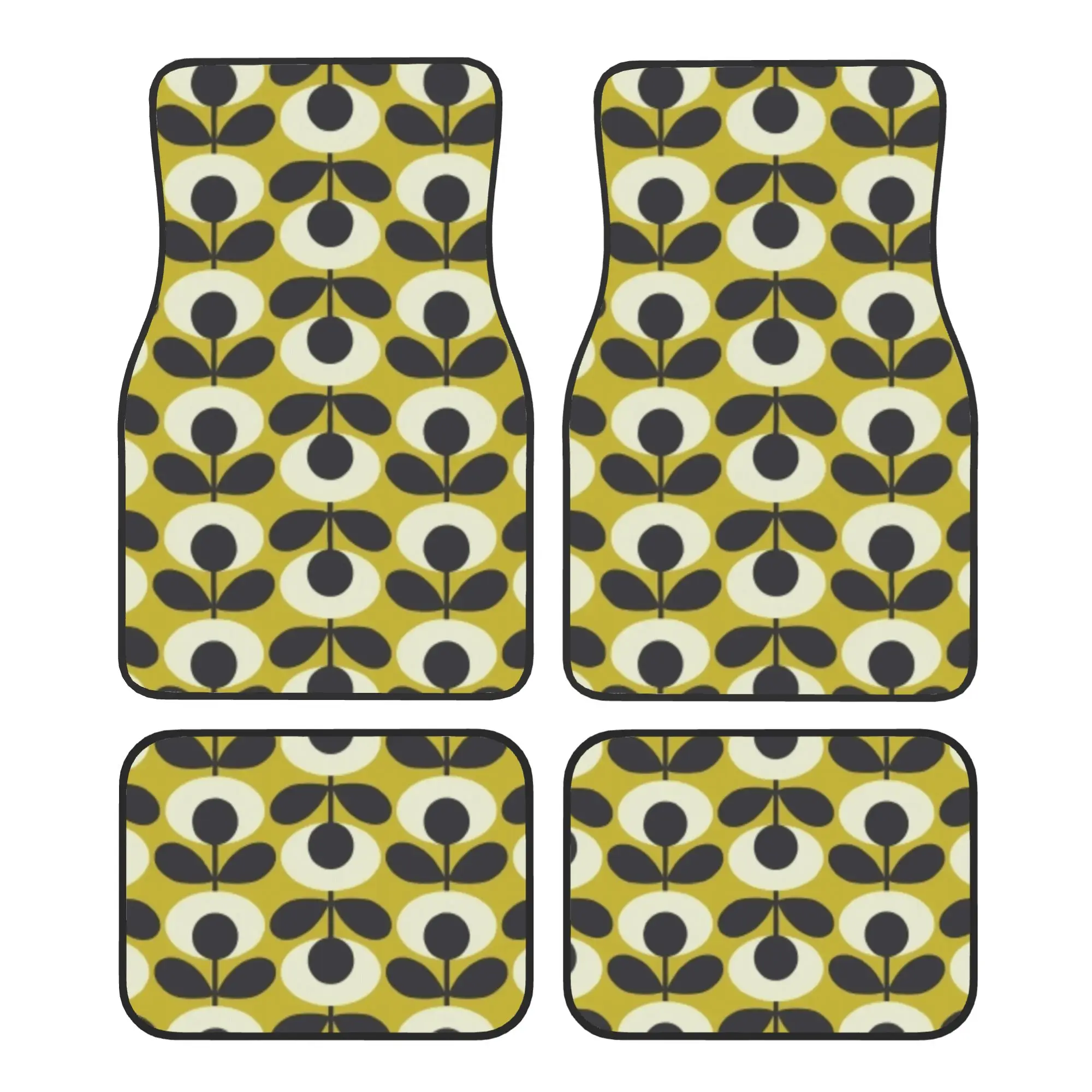

Car Floor Mats 4 Pcs Crystal Velvet Orla Kiely Abstract Universal Front Rear Foot Mats Rugs Geometric Scandinavian Pieces Auto