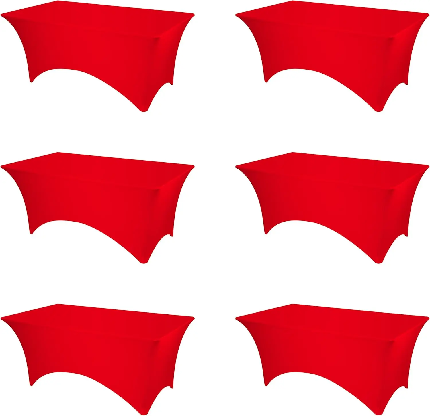 

6 Pack Red Spandex Table Covers for 6 Ft Rectangle Tables, 180 GSM Thick Stretch Fitted Tablecloth with Reinforced Foot Pockets