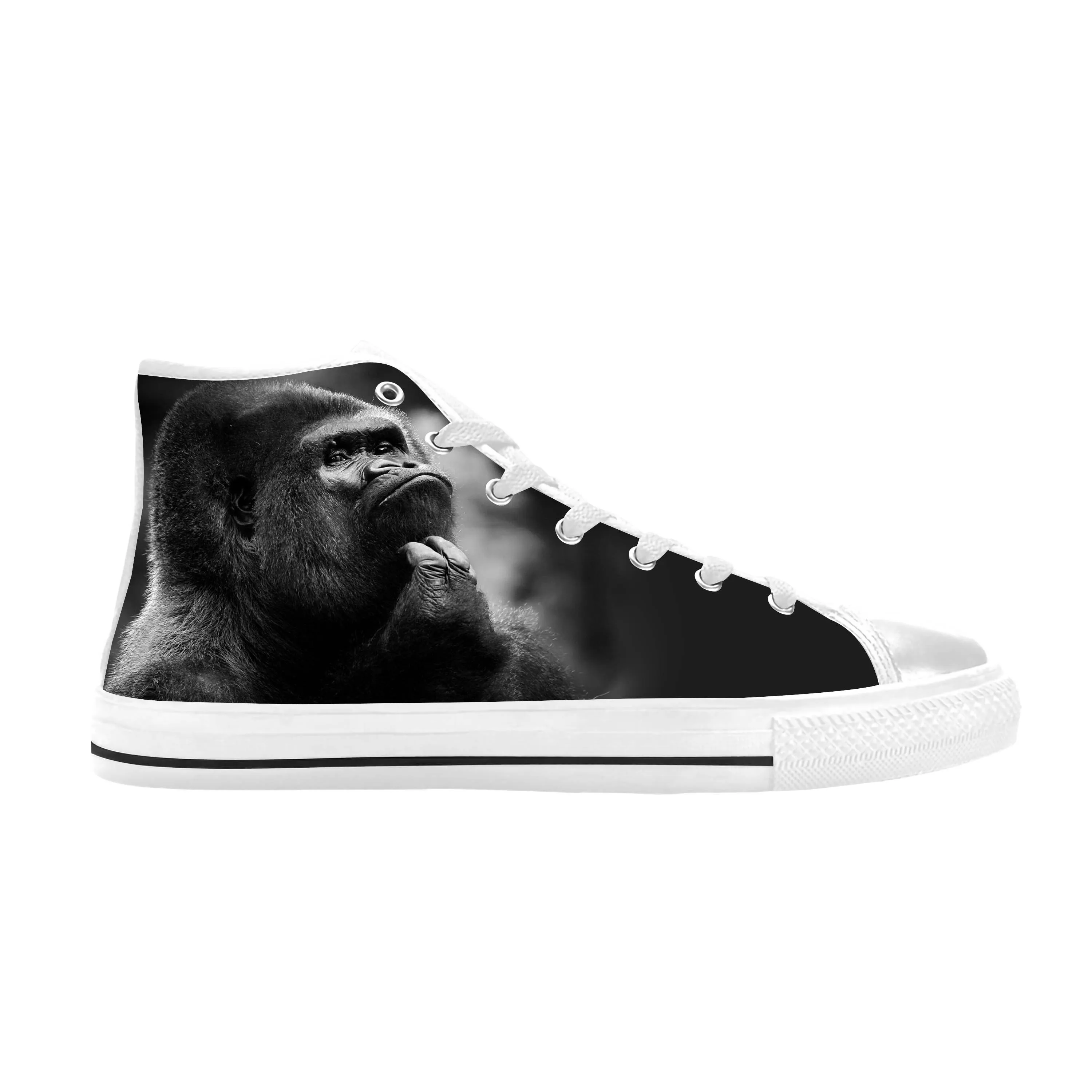 Monkey Gorilla Animal Rock Anime Cartoon Fashion Casual Cloth Shoes High Top Comfortable Breathable 3D Print Men Women Sneakers