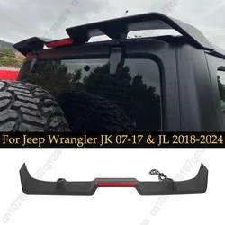 For Jeep Wrangler JK 07-17 & JL 2018-2024 Rear Roof Spoiler Wing With Brake Light Window Right Left Hinge Covers Accessories