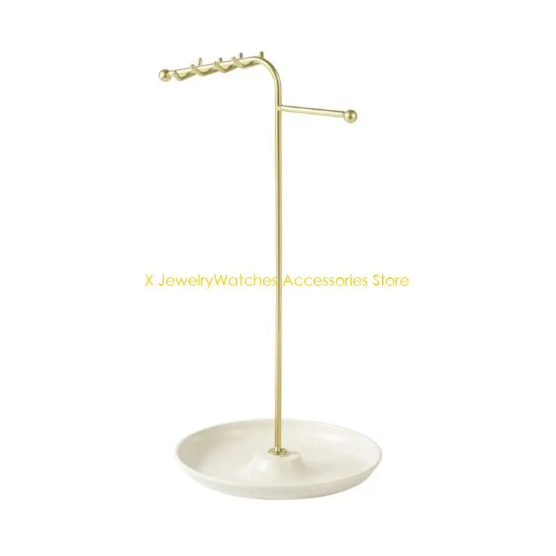 

31KD Стильная прочная металлическая витрина для ювелирных изделий для ожерелья и браслета, подставка с держателями для сережек,