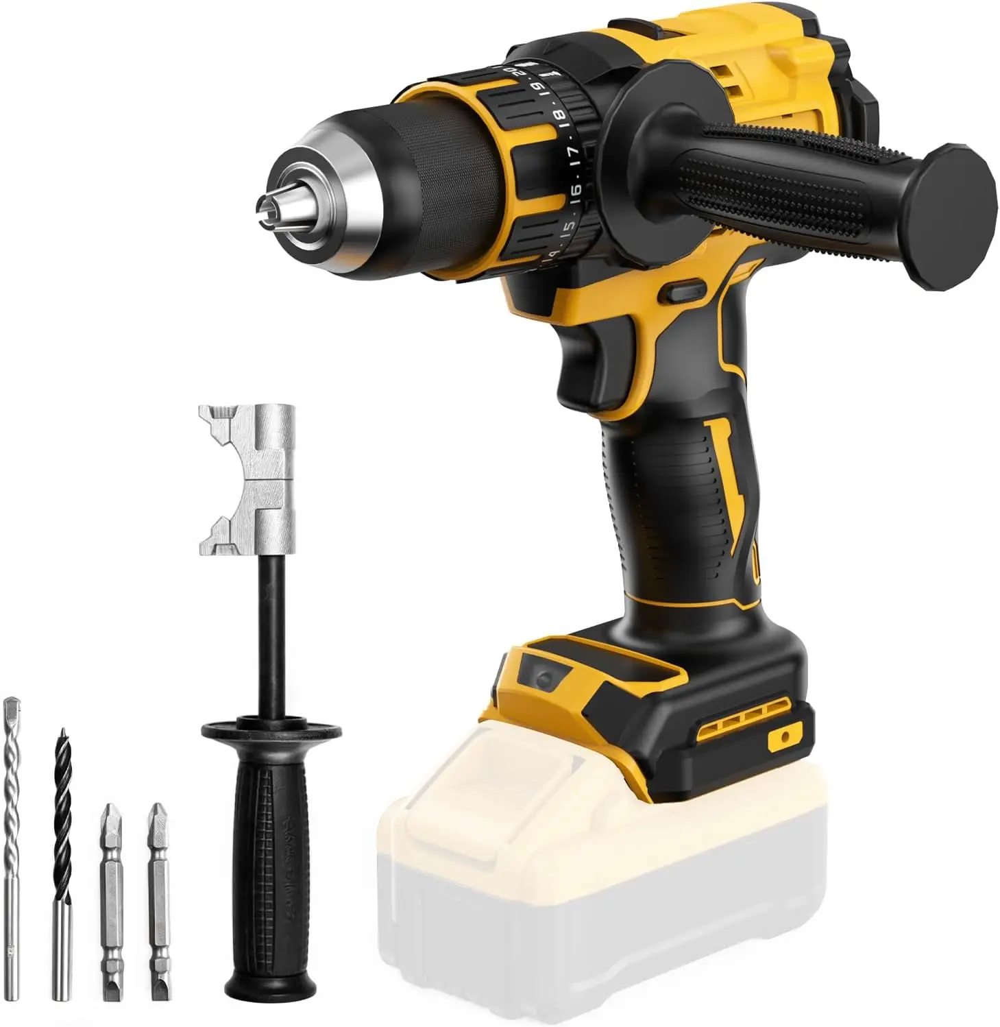 

Cordless Hammer Drill for Dewalt 20V MAX Battery, 1/2" Brushless Drill, Variable Speed for Concrete