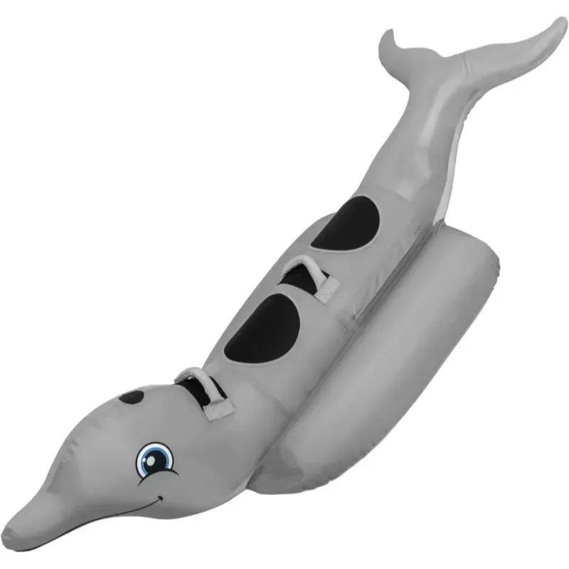 Large PVC Inflatable Dolphin Towable Tube for 1-2 Persons Summer Pool Beach Sea Surfing Fun Water Sports Floating Raft 100x48