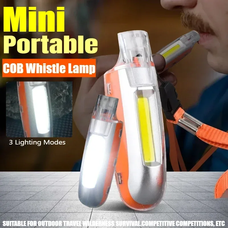 

Multifunctional COB Strong Light Whistle Light Creative Shape Key Chain Pendant Portable Led Flashlight Handheld Keychain Lamp