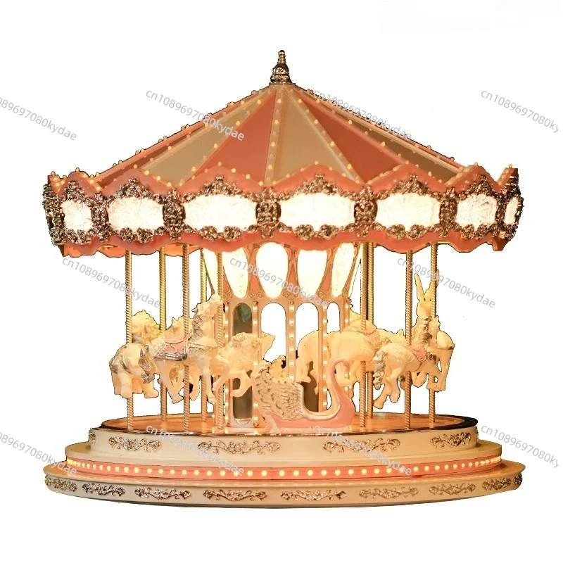 

Girl Valentine's Day Birthday Gift Pink Carousel Music Box