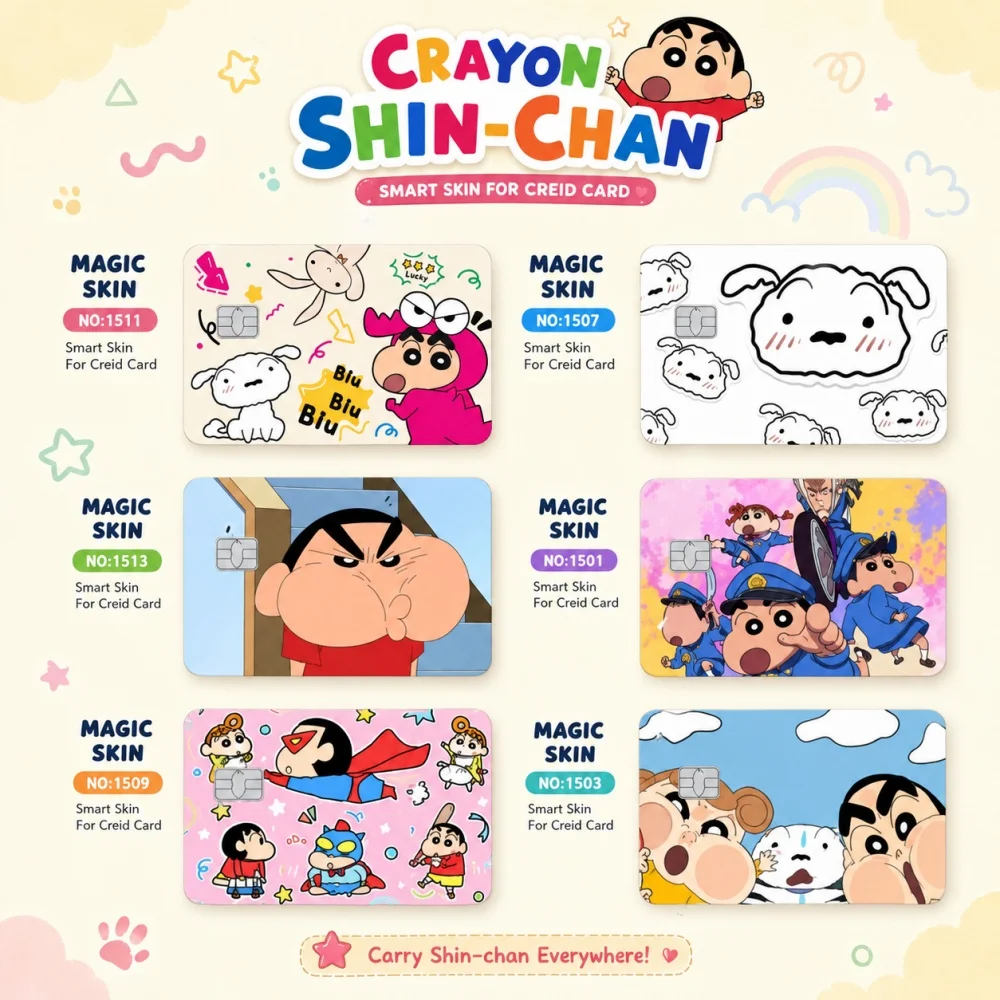 

Anime Crayon Shin-Chan Poker Sticker Small Chip Film Tape Skin for Credit Debit Card Cartoon Decoration Waterproof Stickers Gift