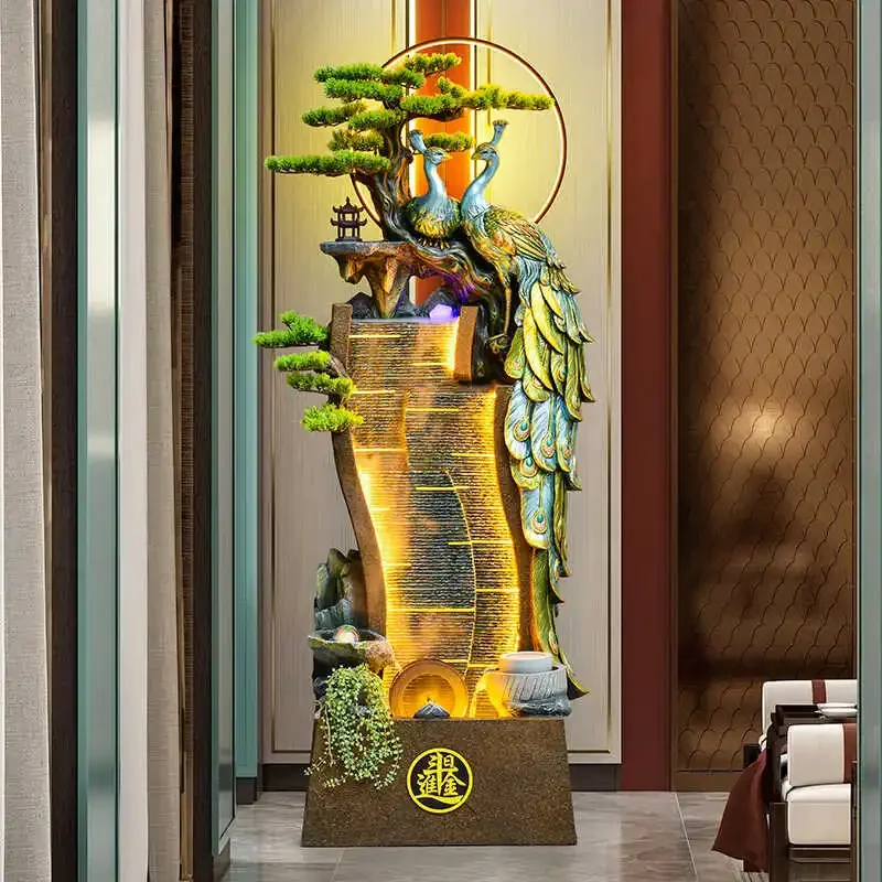 Office floor-to-ceiling fish pond creative rockery fountain flowing water fish tank ornament home decoration
