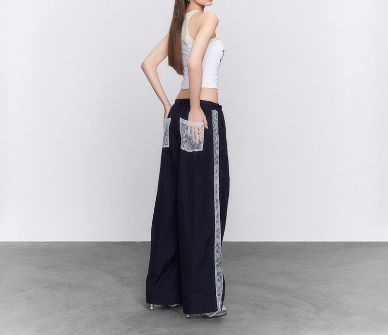 Lace Wide-legged Women's Summer New Casual High-waisted Draped Straight and Versatile Slim Slacks