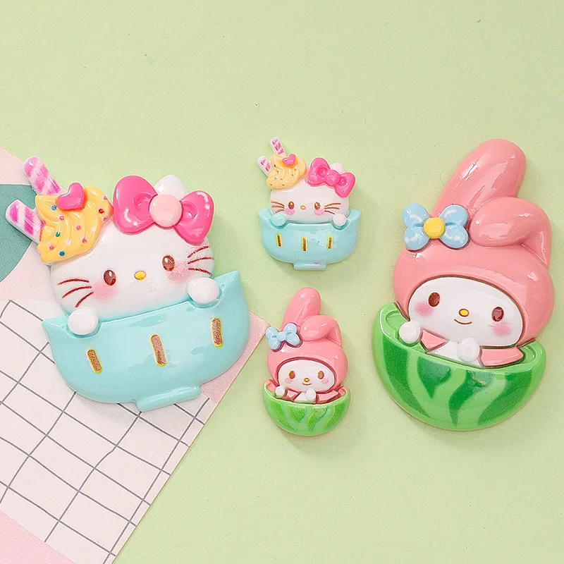 2pcs big cartoon melody hellokitty flatback resin charms crafts embellishments diy cabochons decoration accessories