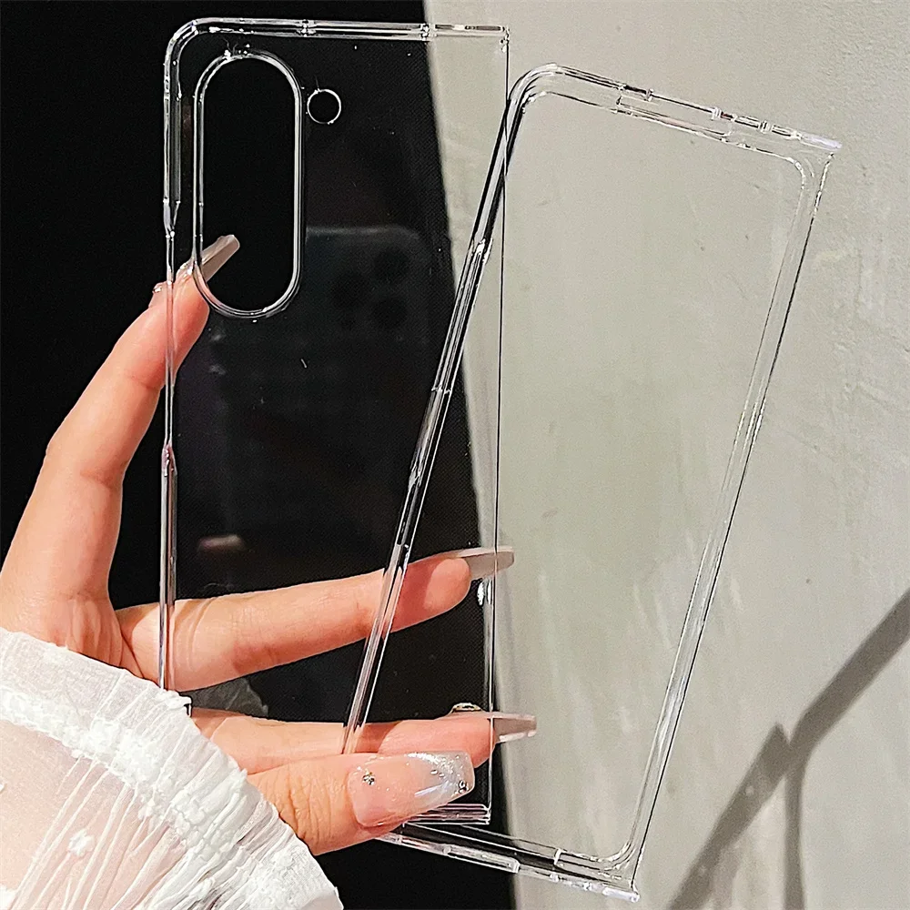 Hard Plastic Case For Samsung Galaxy Z Fold 6 5 4 3 2 Shockproof Clear Front Back  Cover Bumper Protective Shell Transparent