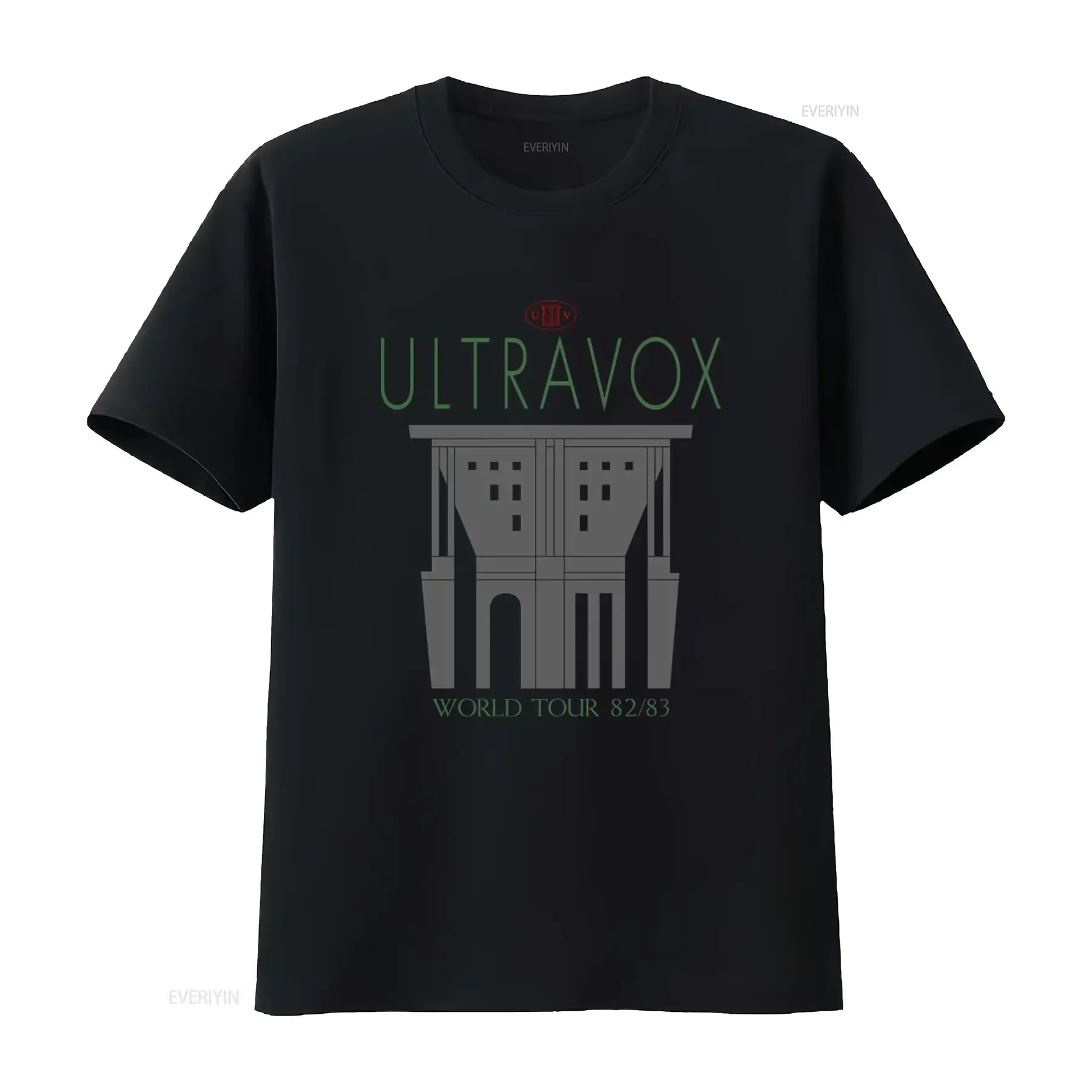 T-shirt vintage Ultravox World Tour Concert 1982-1983 gris chiné M L, merch de groupe synthpop New Wave des années 80, effet délavé, homme