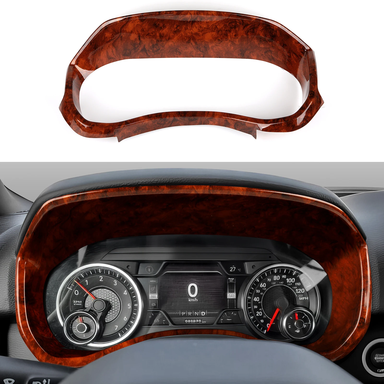 For Dodge RAM 1500 2500 3500 2019-2026.Car Dashboard Speed ​​Display Panel.Wood Grain Interior Sticker ABS Trim Accessories.