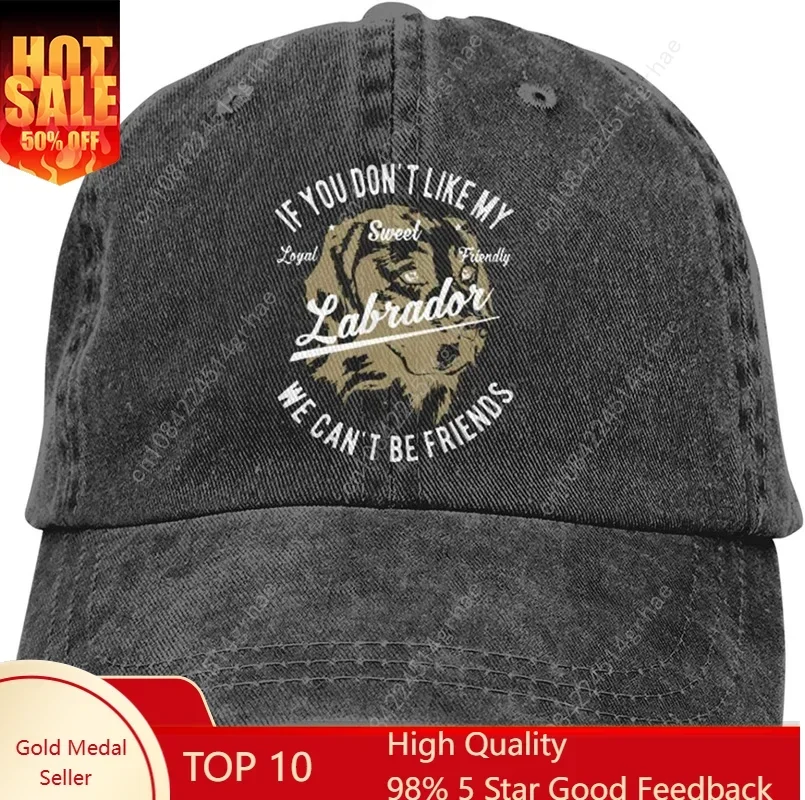 

Labrador Dog Baseball Cap for Men Women Adjustable Classic Vintage Washed Denim Trucker Hat for Outdoor Activities