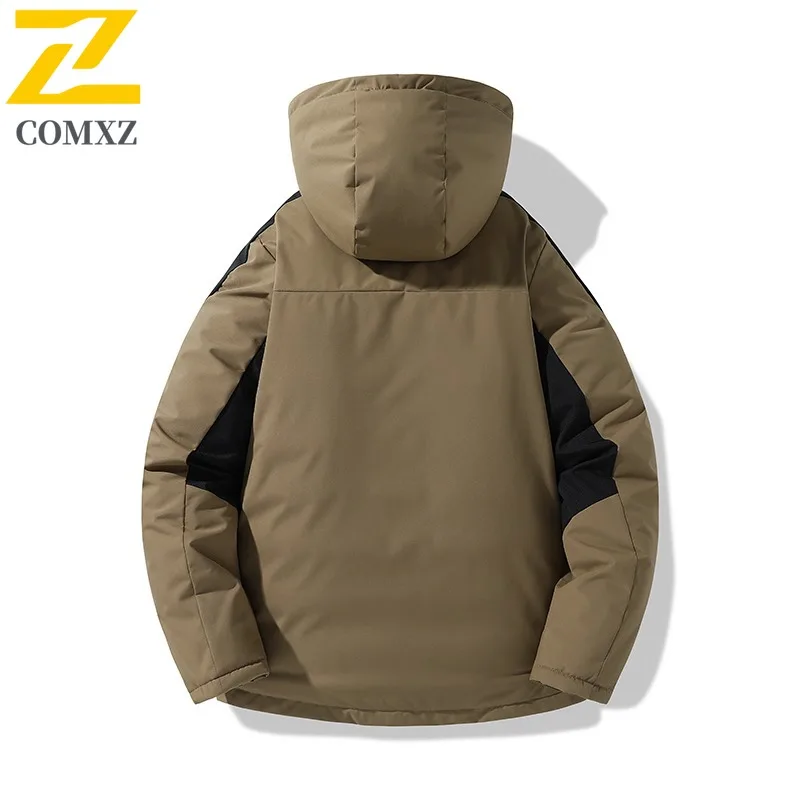 COMXZ Mantel Katun Berkualitas Tinggi Pria Musim Dingin Baru Trendi Longgar Ukuran Besar Kasual Tebal Hangat Jaket Ringan Tahan Angin Berlapis