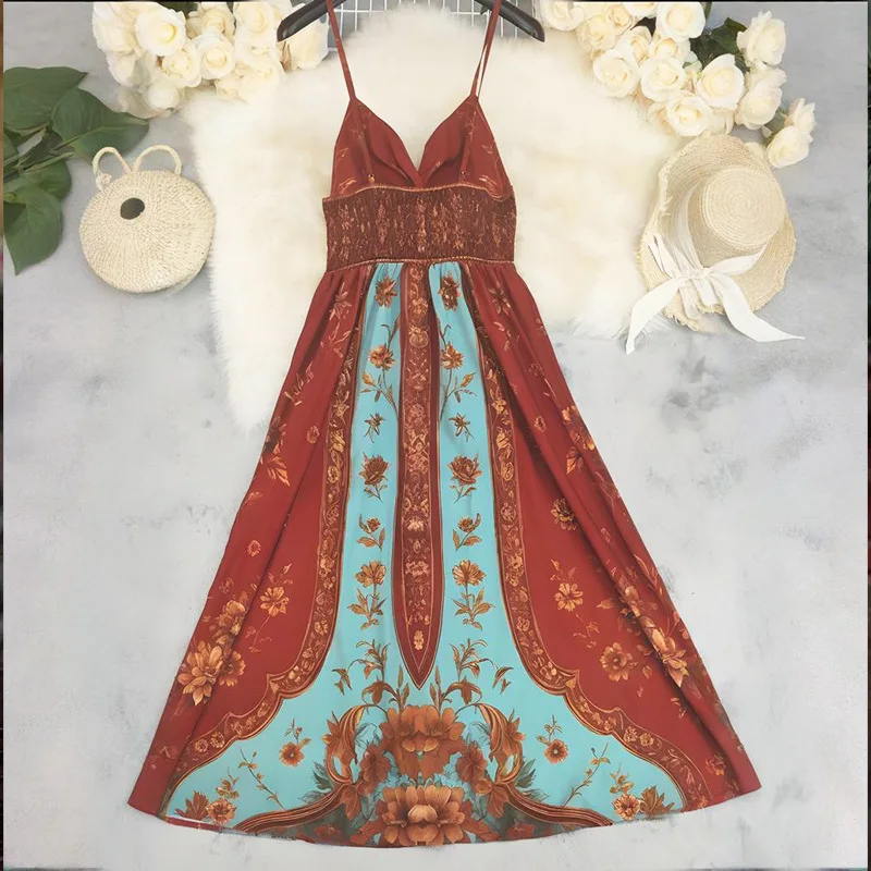 Sexy Spaghetti Strap Long Dress Women Summer Fashion Floral Print Sleeveless Off The Shoulder Strapless Maxi Dresses Elegant - Image 5