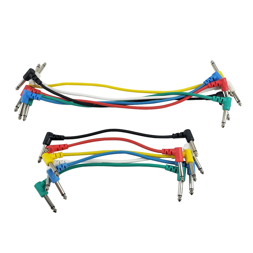 6PCS Electric Guitar Effect Pedal Patch Cable Cord Low Noise Shielded Audio Cable Leads 1/4 Right Angle Patch