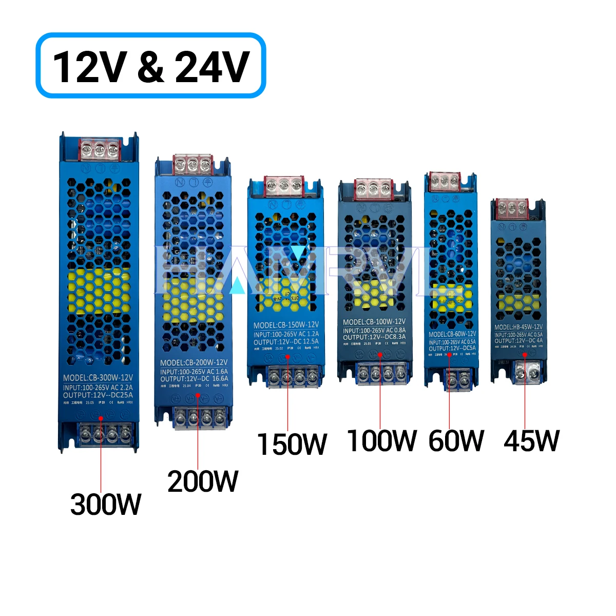 

DC 12V 24V LED Power Supply AC100-265V Mute Lighting Transformers 45W 60W 100W 200W 300W LED Light Driver Power Adapter