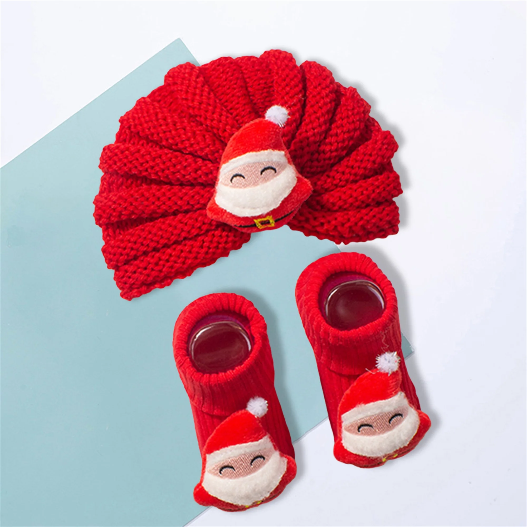 لطيف الطفل الرنة قبعة والقفازات مجموعة دافئة مريحة عيد الميلاد الغزلان ديكور الطفل الشتاء قفازات متماسكة والأحذية كومبو #4