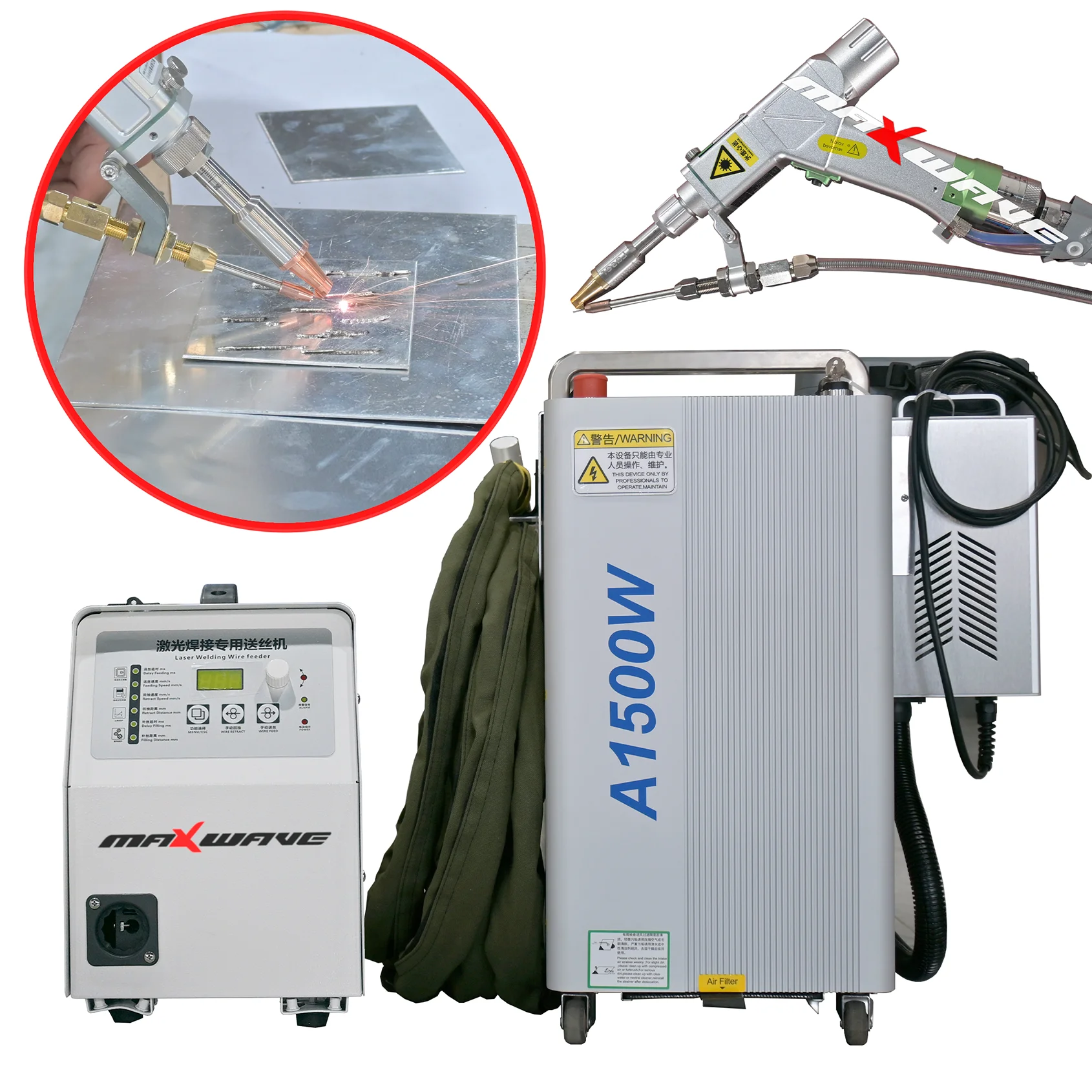 Laser Welder Air-cooled Laser Cleaner Cutter with Two Wire Feeders 1000W 1500W High Resolution Factory Price