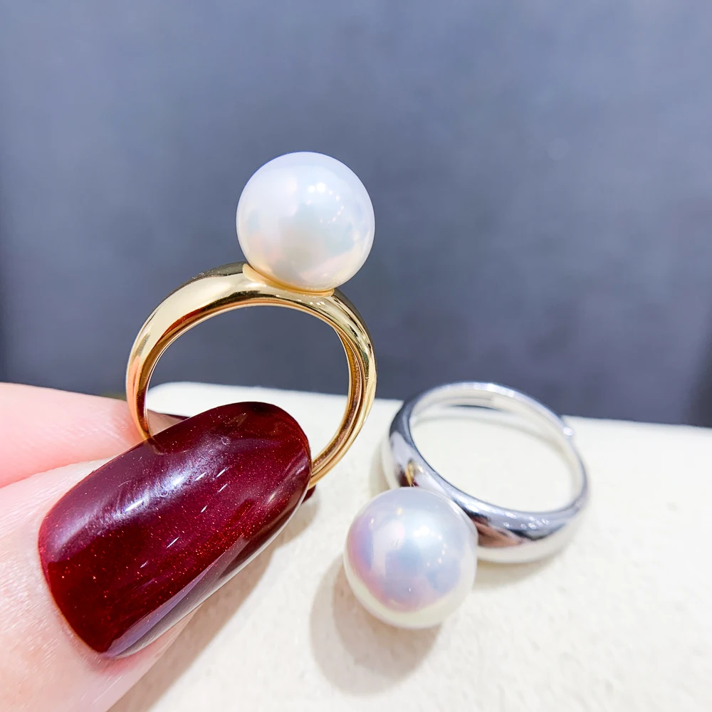 

3 шт. DIY жемчужные аксессуары 925 серебряное кольцо с жемчугом пустой держатель, модный золотой серебряный держатель для колец с круглыми бусинами 8-13 мм