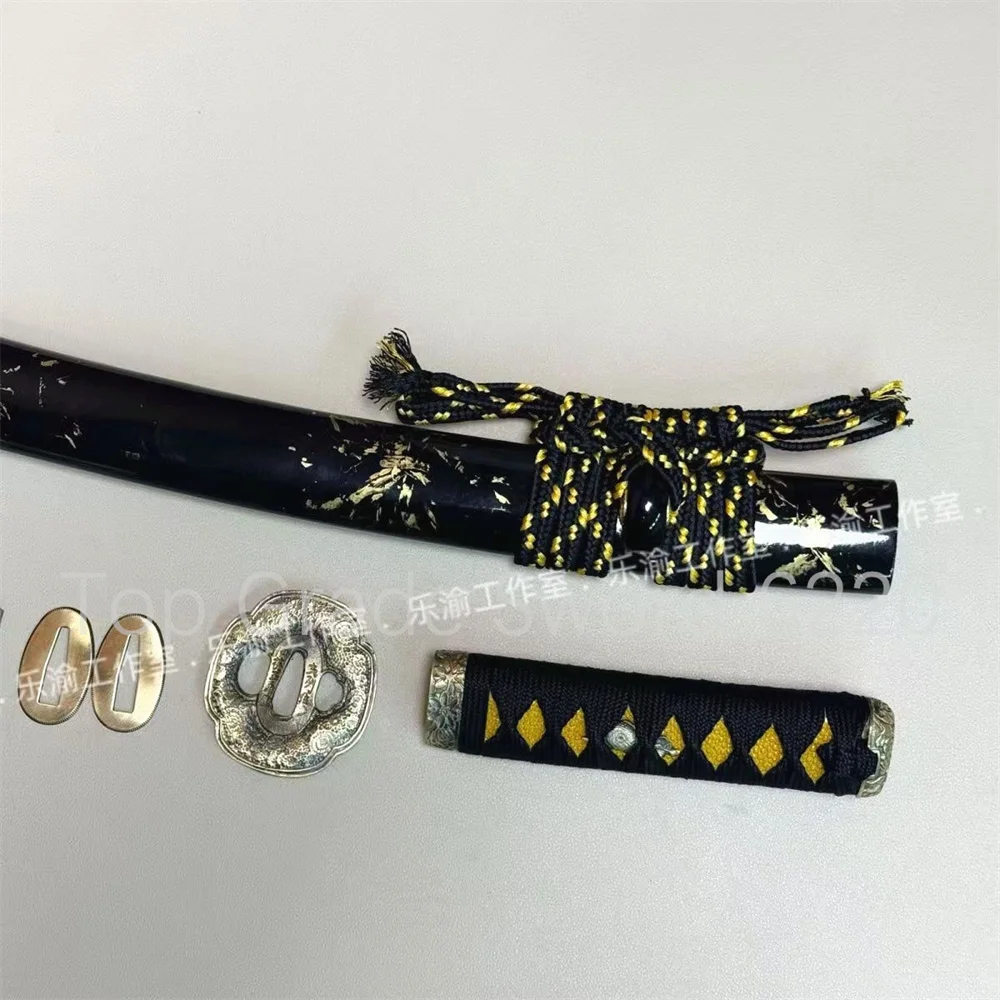 Set Exquisite Tsuka Handle Brass Tsuba Handguard Habaki Seppa Hardwood Sheath For Real Samurai Katana Tachi Sword Fitting Parts