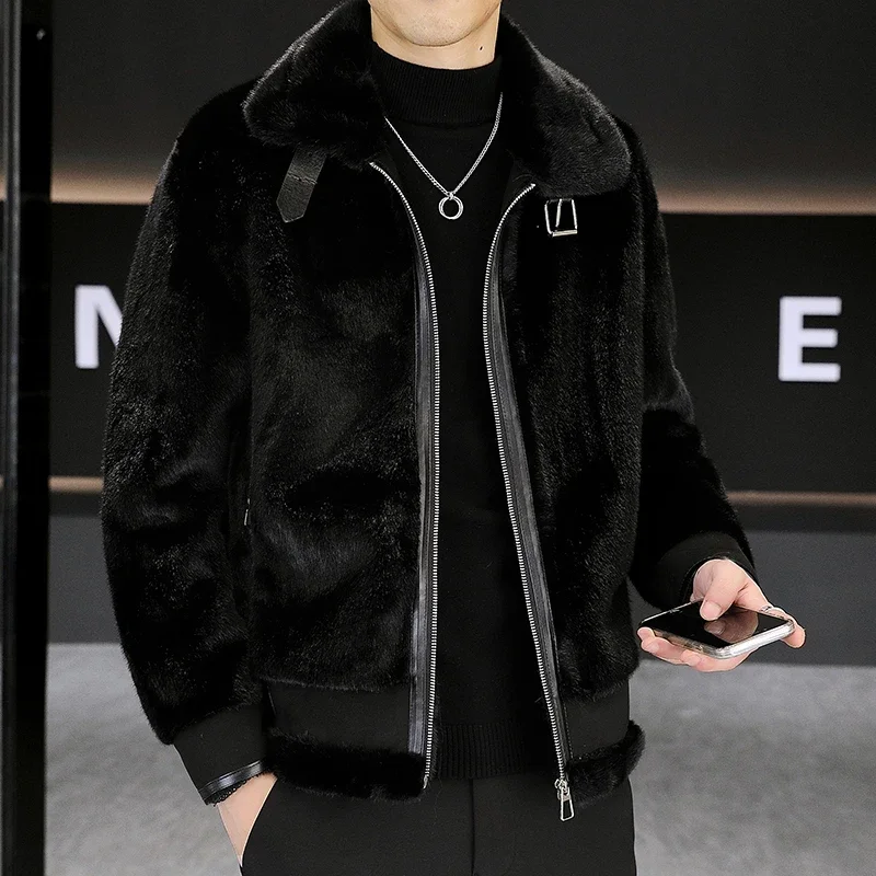 Men's Faux Leather Jacket Men Winter Trendy Jacket Men's Coat Thickened Warm Fashionable Cardigan Jaqueta De Couro Masculina