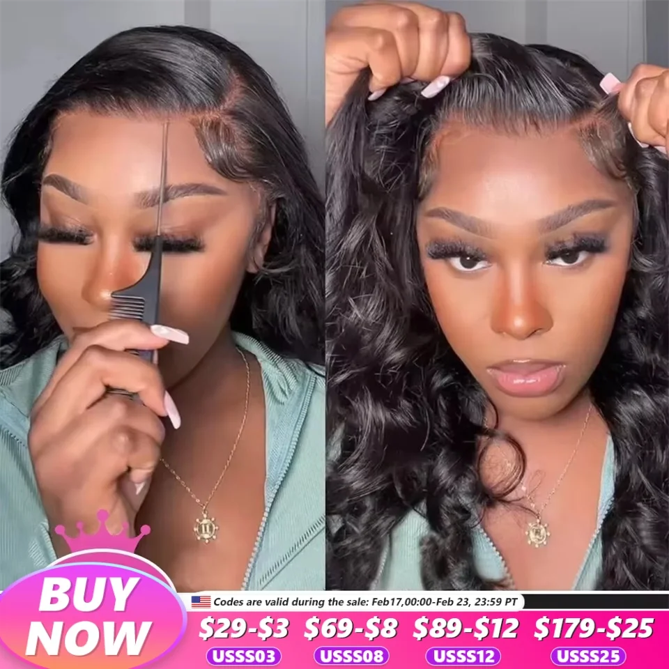 Vrvogue Wear And Go Glueless Wig Natural Black Body Wave Lace Front Wig 100% Human Hair 6x4 Lace Closure Wig For Woman On Sale