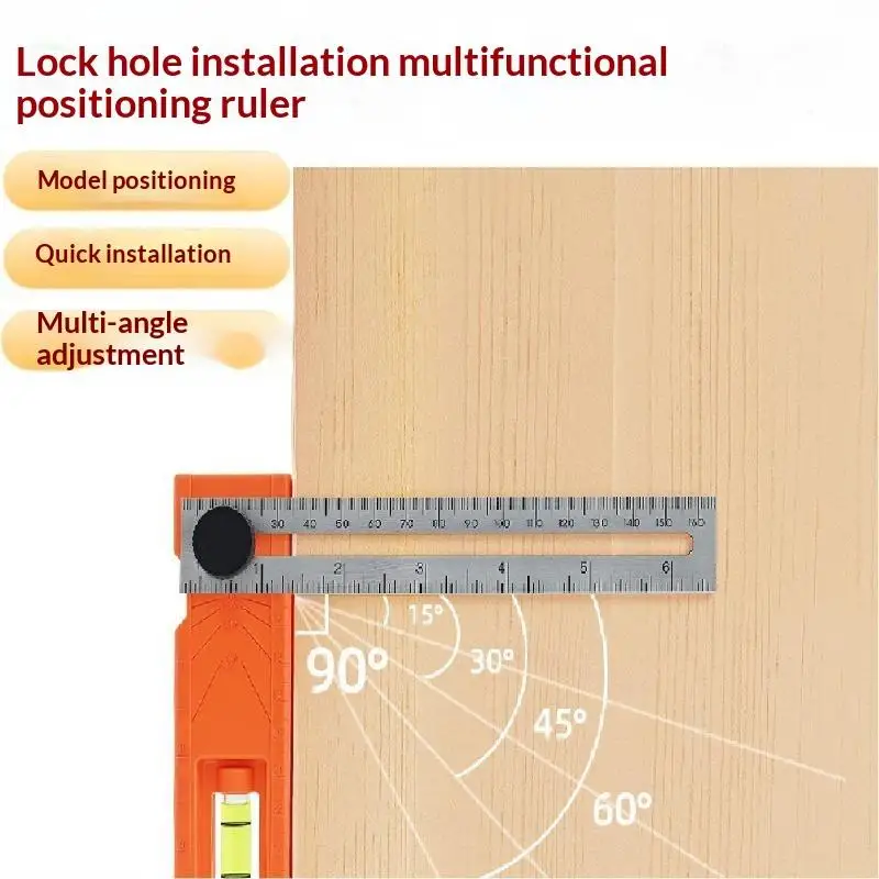 Woodworking Lock Hole Installation Locator Ruler Multi Angle Foldable Marking Gauge Depth Measuring Tool For DIY Making