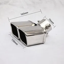 76mm Universal Auto Muffler Dual Outlet Car Exhaust Tip Stainless Steel Slant Rolled Edge Blue/Silver Anti-resistance R