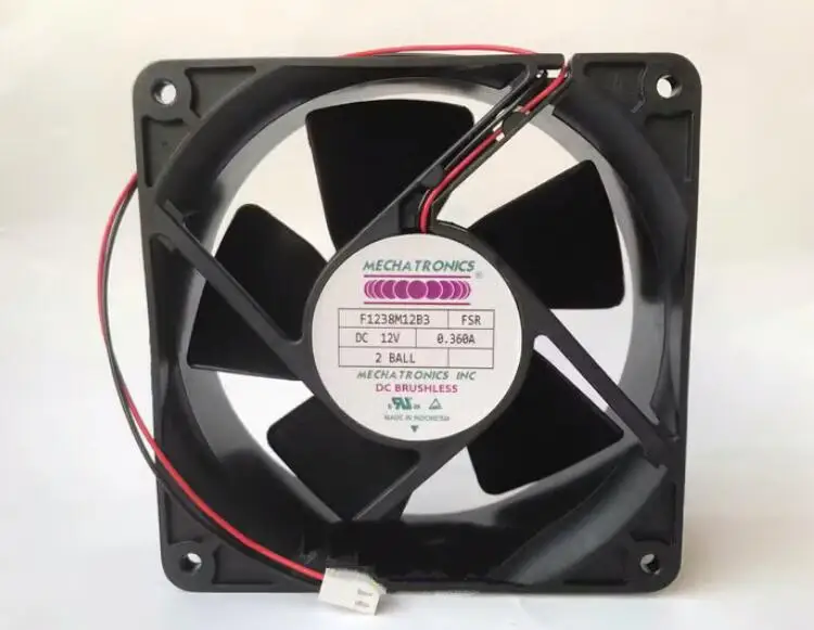 MECHATRONICS F1238M12B3 DC 12V 0.36A 120x120x25mm 2-Wire Server Cooling Fan